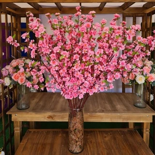 Kit com 10 Hastes Galho Flor de Cerejeira Artificial de 1,20m Decorativa