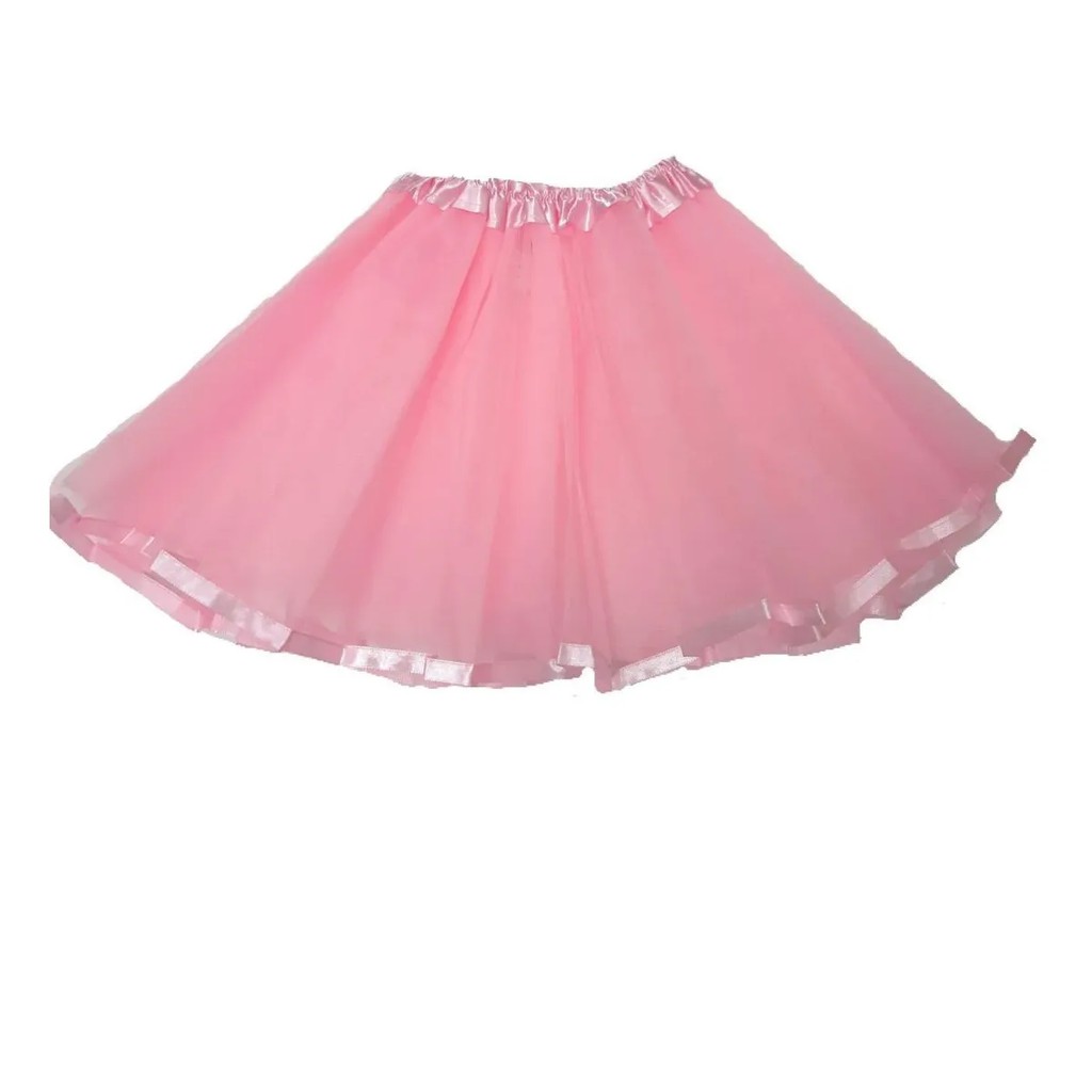 Saia Tutu Pink com Laço e Barra em Fita de Cetim.