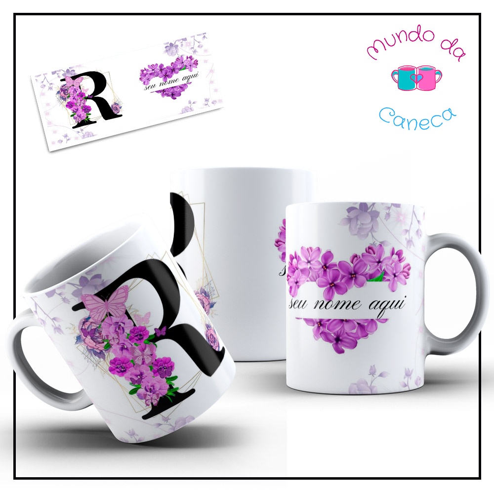 Caneca Personalizada com a Inicial e seu Nome no Coração de Porcelana ...