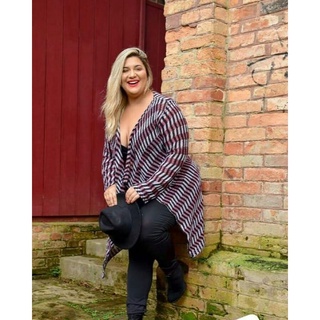 Kimono Cardigans Blusa de Frio Feminino Plus Size Blogueiras
