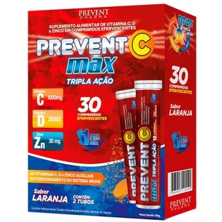 Prevent Max Tripla Acao Vitamina C D E Zinco 30 Comprimidos