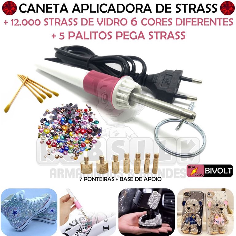 Kit Caneta Aplicadora de Strass + 12.000 Strass + 5 Palitos | Shopee Brasil