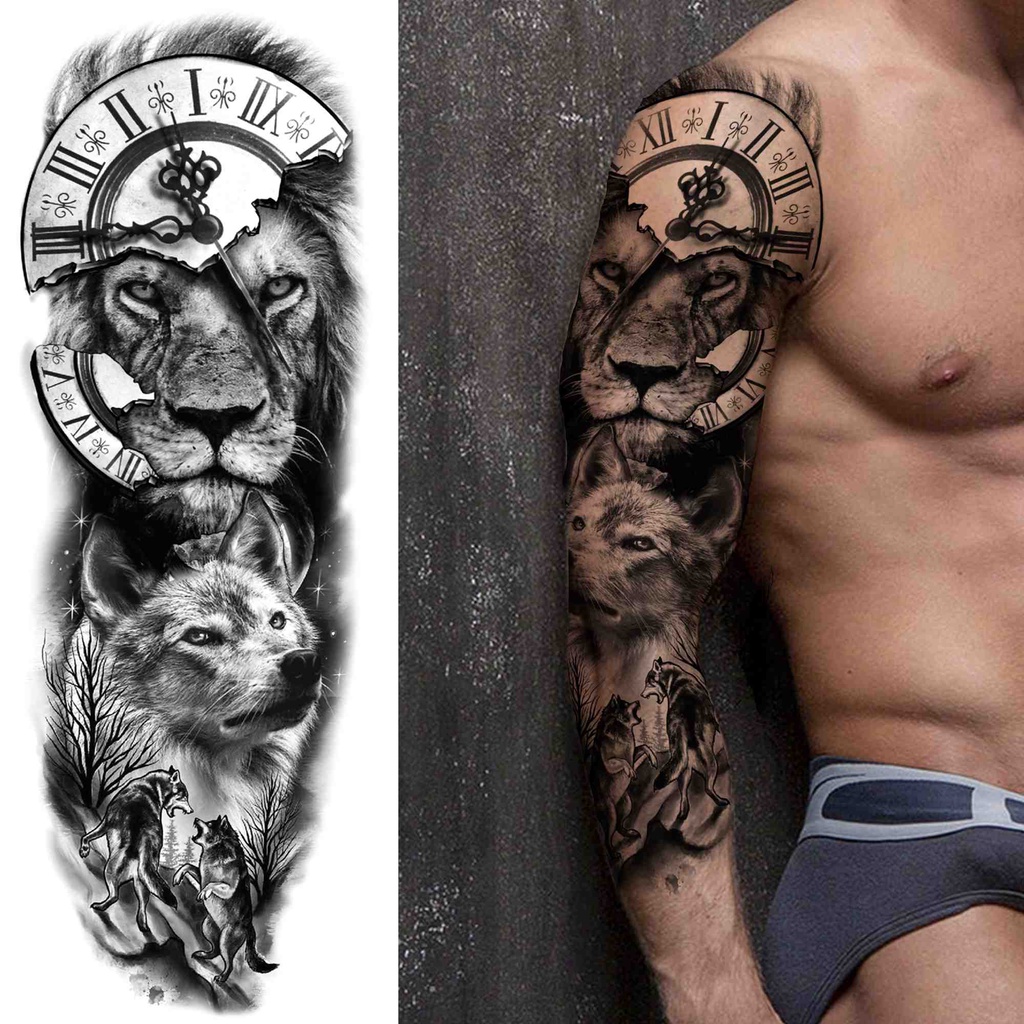 Tatuagens temporárias de braço completo para homens e mulheres adesivos realistas