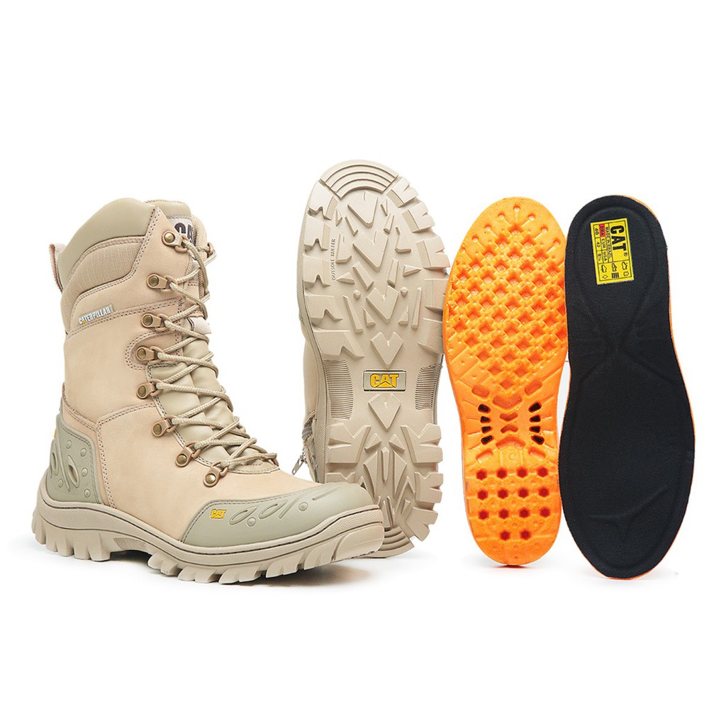 Bota Coturno Cat em Couro - Militar [PREMIUM]