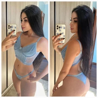 Conjunto Calcinha e Sutiã de Renda sem Bojo com Aro Lingerie