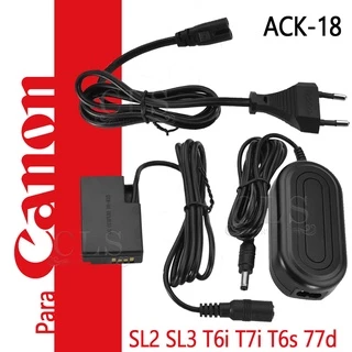 Fonte Ack-e18 Adaptador Ac P/ Canon SL2 SL3 T7i T6s 77D 750D 760D Bateria Carga Tomada Carregador