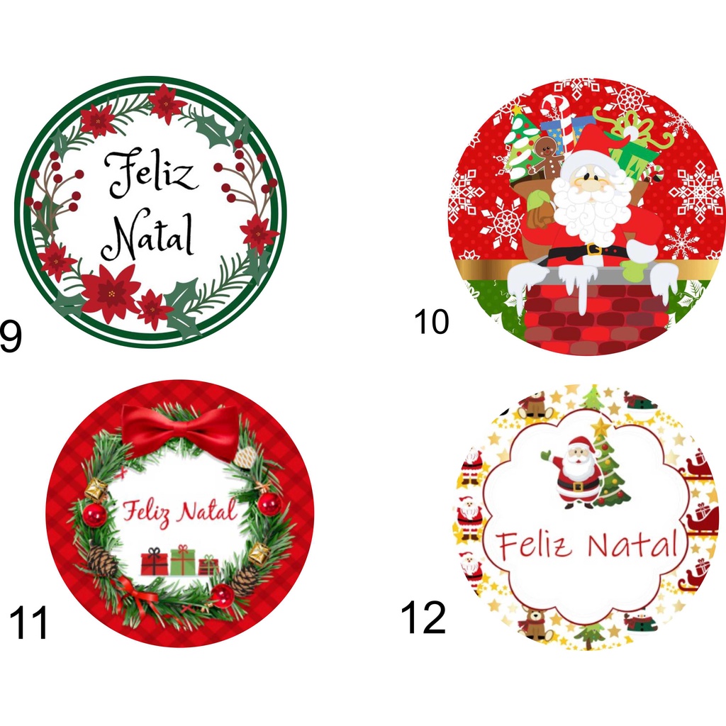 300 etiquetas Adesivas Feliz Natal 4x4cm