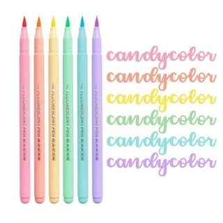 6 Pçs/Set Pincel Marcador Marcadores Macios Arte Cor Caligrafia Material Escolar Papelaria