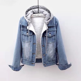 New Outono Inverno Quente Jaqueta De Casaco Com Capuz Denim Jaquetas Básicas Top