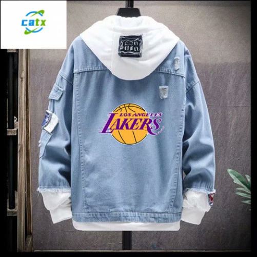 Novo Vestuário Masculino Venda Quente Boutique Jeans Jaqueta Versão Coreana Moda NBA Lakers James Largo Casual Estudante Combina Com Combinações De Outono Todos