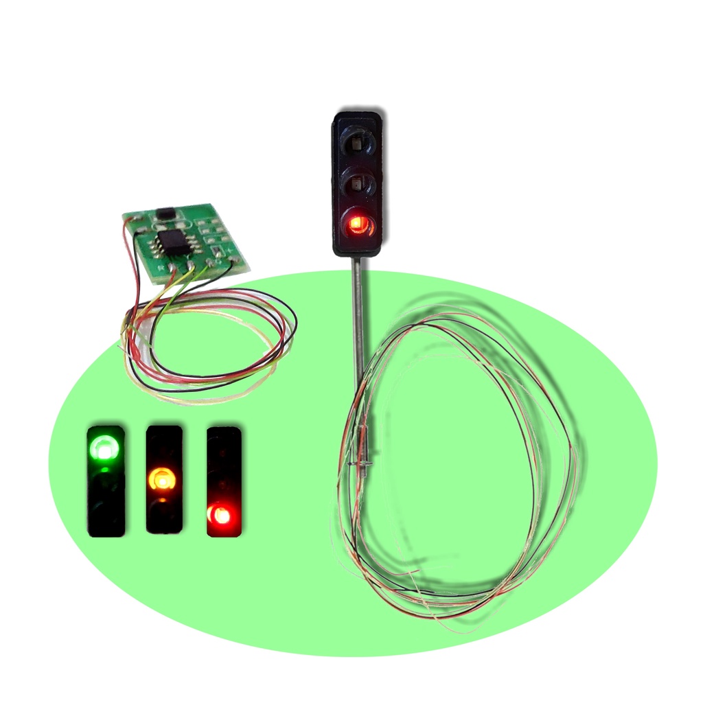 1 Semáforo 3 Leds Farol Reto 3volts Automatizado 1:87 1:100 1:64 1:43