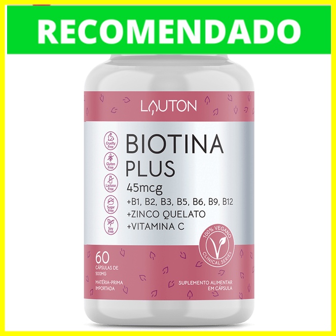 Biotina Premium Com Vitaminas Do Complexo B, C E Zinco Quelato - 60 ...