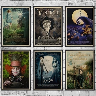 Cartazes Tim Burton . O Corpo Noiva Johnny Depp Vintage Retro/Matte/Papel Kraft/Antiguidade