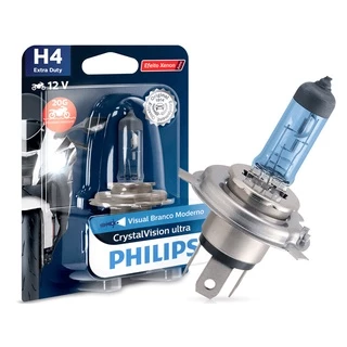 Lâmpada Philips Crystal Vision Ultra H4 Super Branca 60/55W 4300K - Para Moto
