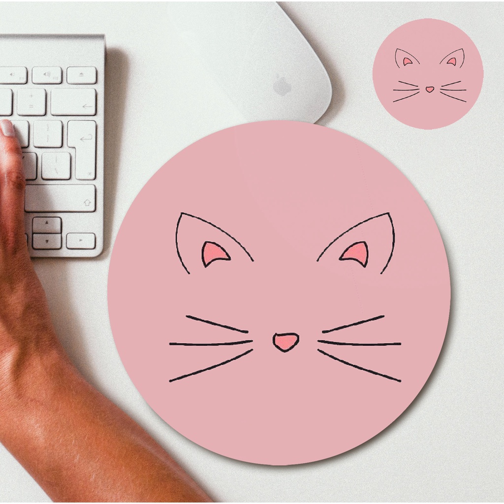 Kit mouse pad e porta copo Rosa gatinho | Shopee Brasil