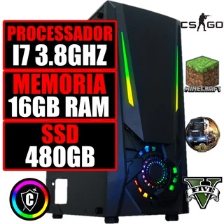 PC Gamer Computador Barato Leds Intel i7 3.8Ghz / 16GB de RAM / Fonte 600w