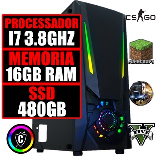 PC Gamer Cpu Computador Barato Leds Rgb Intel Core i7 3.8Ghz / 16GB de RAM / Fonte 600w