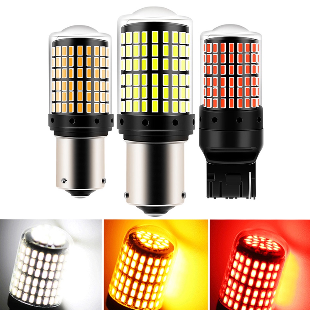 Ampoules LED BA15S P21W 144 SMD Orange Canbus Pour Clignotants Voiture - 12V - 2 Pièces