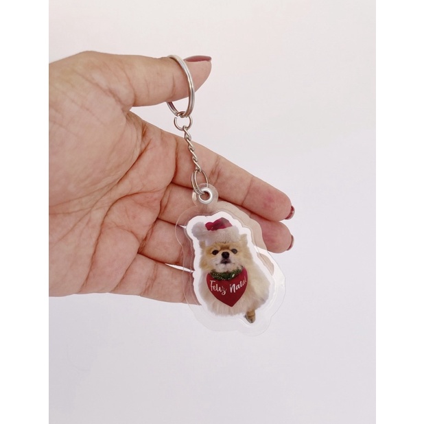 chaveiro com a foto do seu pet plastificado