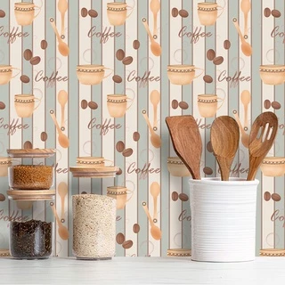 Papel de Parede Adesivo Cozinha Café Diversos Modelos Rolo 3m