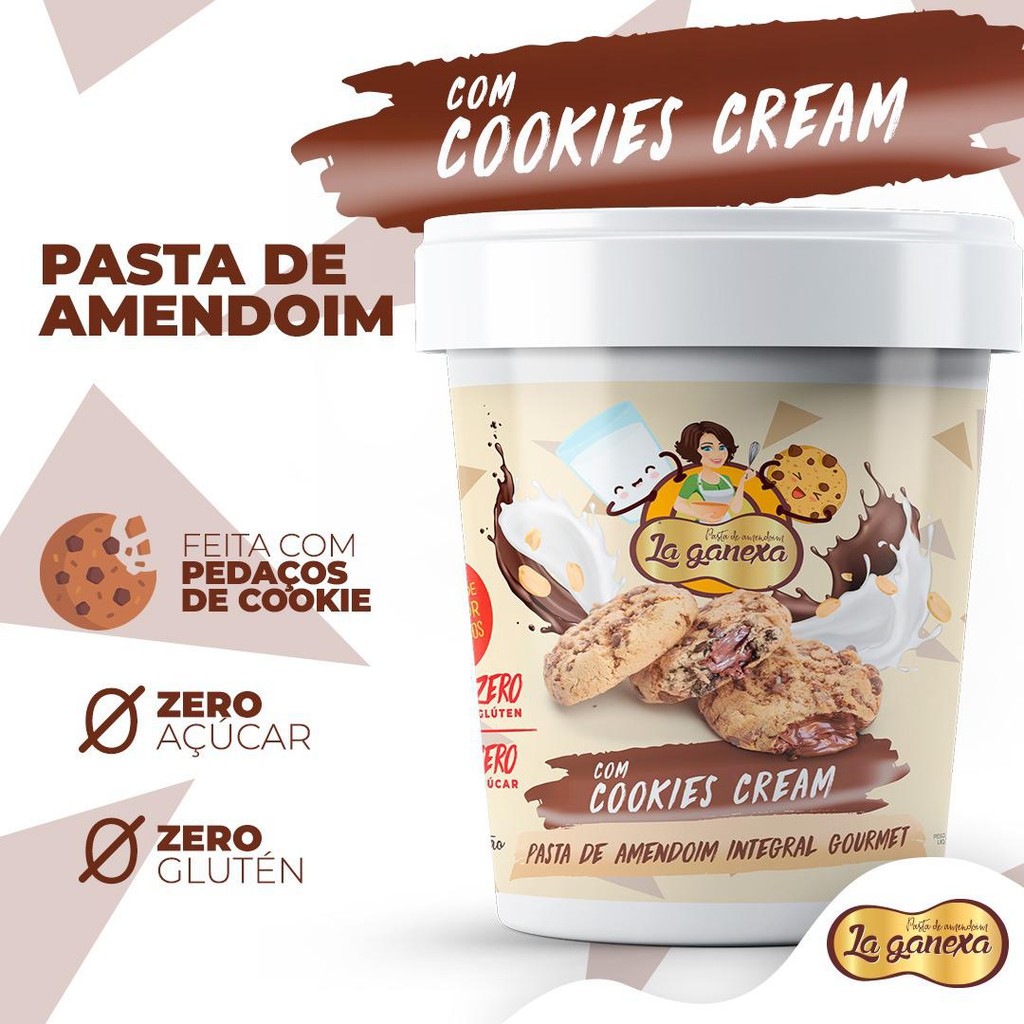 Pasta De Amendoim Integral Gourmet Cookies Cream Zero Açucar zero Glútem La  Ganexa