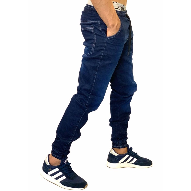 Calça jeans discount com elastico masculina