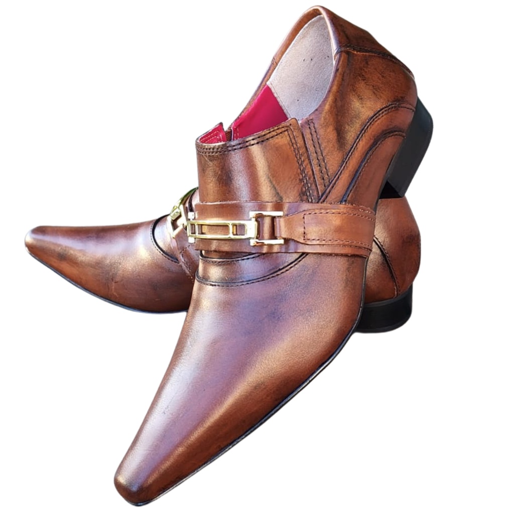 Sapato Masculino Italiano Social Executivo em Couro Marrom Ref