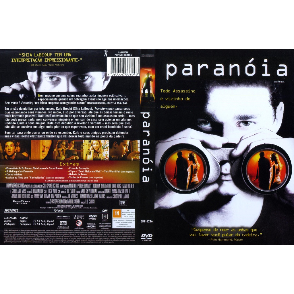 DVD Original Paranoia | Shopee Brasil