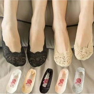 4 prs Meia Invisível de Renda Sapatilha Feminina Adulto N 34 a 39 meia invisível silicone 360°