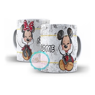 Caneca Mickey E Minnie Personalizada Com Nome - Mega Oferta!