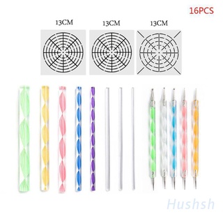 HUSH 16 Pçs/Conjunto Kit De Ferramentas De Bolinhas Mandala Para Pintura Rocha Pedra Haste Oleiro Stencil