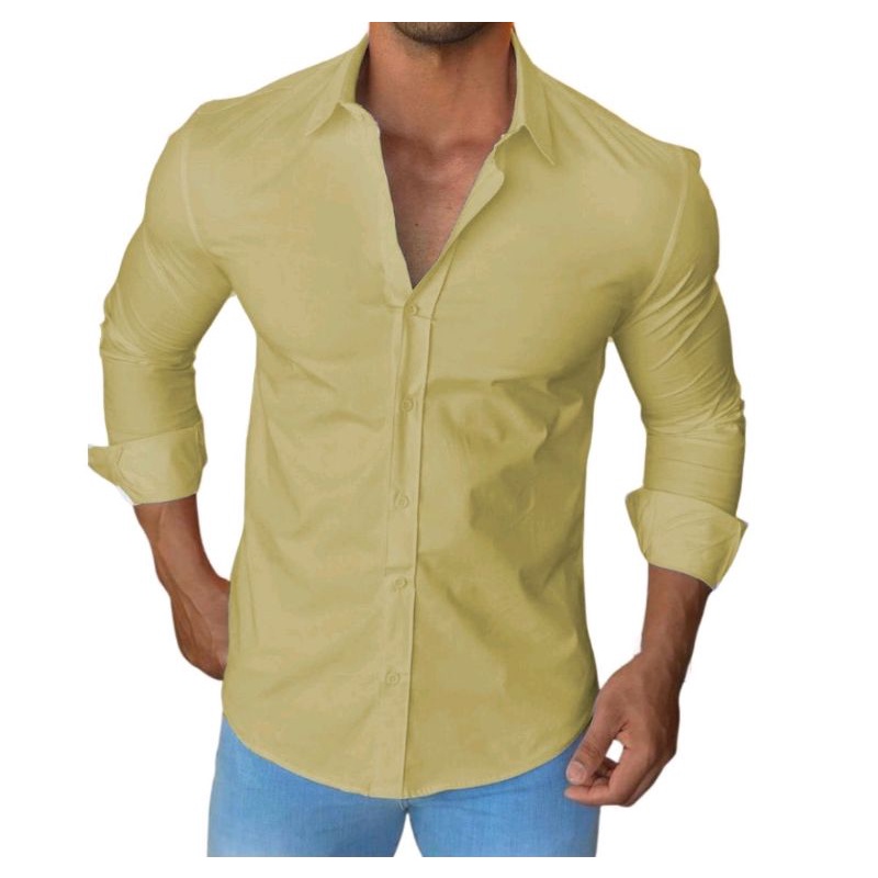 Camisa social masculina sales amarela