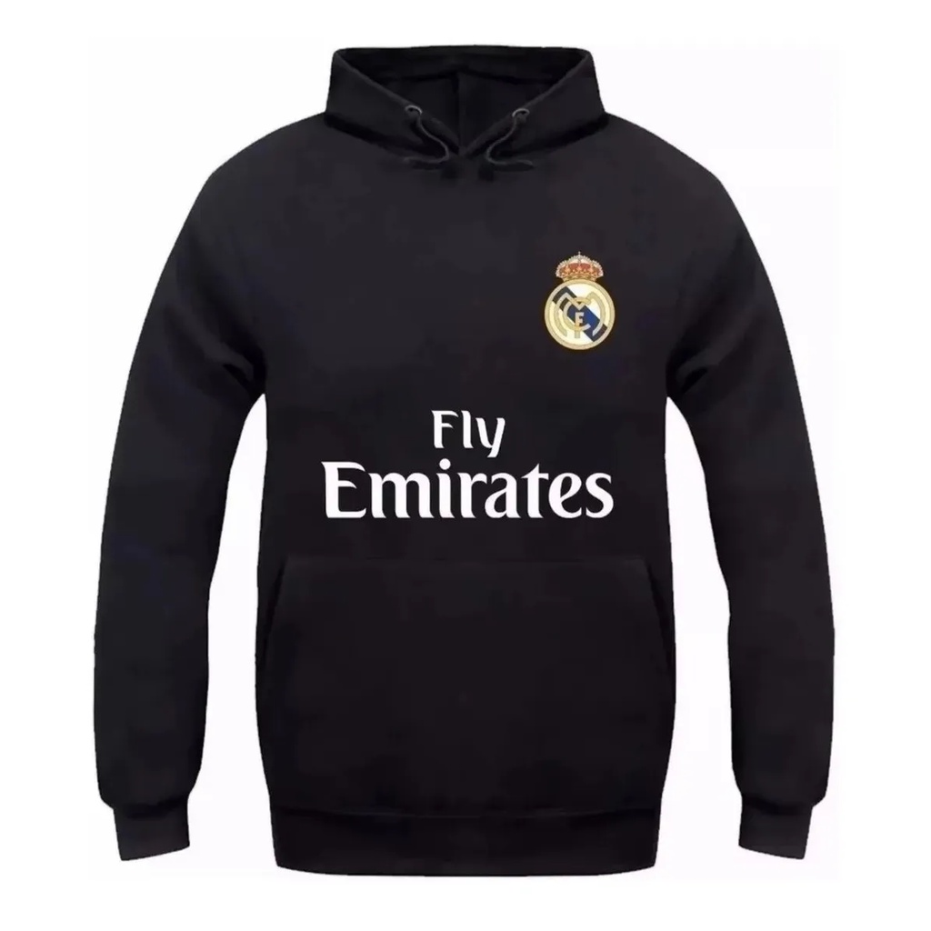 Cor do Blusão Preto do Capuz dos Homens Essentials - Real Madrid