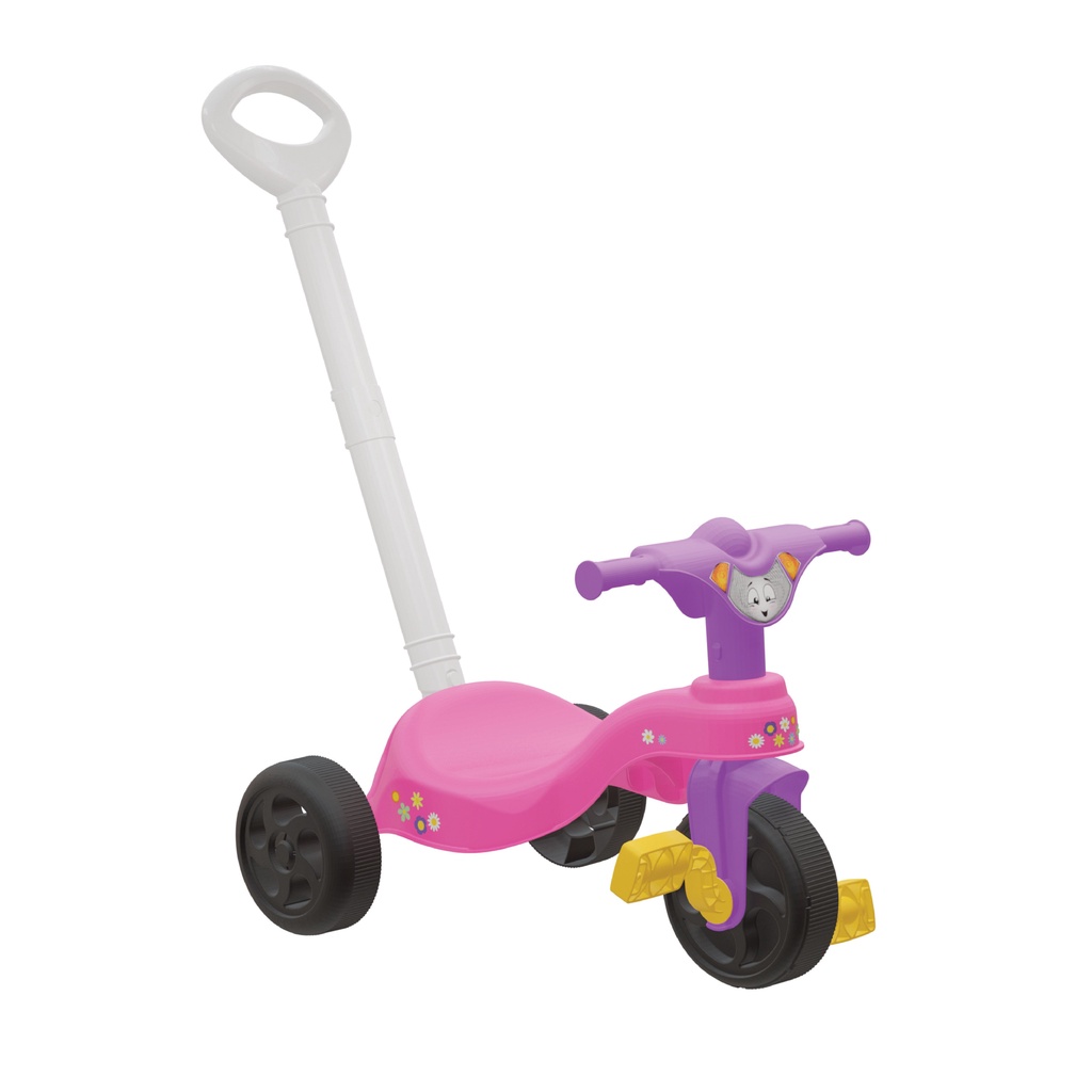 Triciclo Infantil com Haste Empurrador Pedal Motoca Velotrol 2 em 1  Brinqway BW-082RS Rosa - BEST SALE SHOP