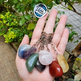 Chaveiro de Pedra Rolada Natural Opções de Pedra