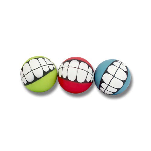 Kit 03 Brinquedos Bolinhas com Estampa de Sorriso para Pet Cachorro Adestramento