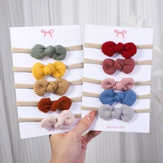 5 Pçs/set Sólidos Meninas Do Bebê Arcos Headband Faixa De Cabelo De Veludo Elástico De Nylon Hairband Recém-Nascido Crianças Criança Headwear Acessórios Para O