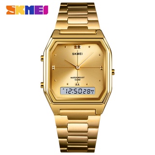 Relógio Esportivo SKMEI Vintage Dual Time Japão Ouro Prata À Prova D