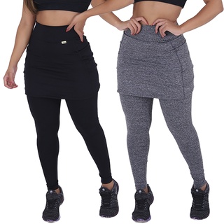 Kit com 2 Leggings Saia Evangelica com Bolsos Yoga