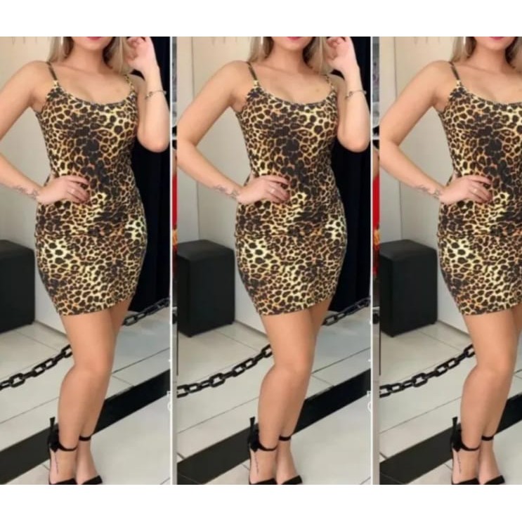 Vestido tubinho estampa de hot sale onça