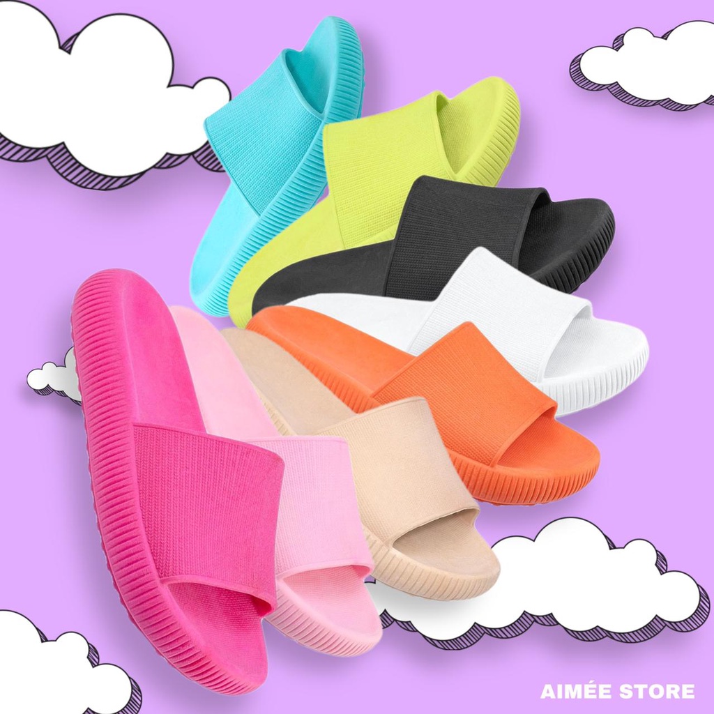 Chinelo Slide Sandália Nuvem Feminino Confortável Listrado | Shopee Brasil