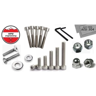 Parafuso Allen Inox com Porca Auto-travante e arruelas escapamento CRF 230