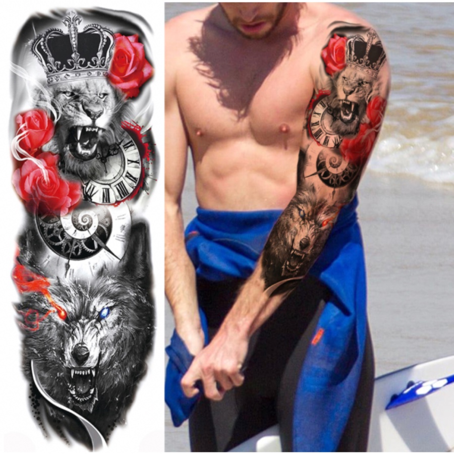 Tatto lobo no braço fechado  Tatuagem atrás do braço, Tatuagem