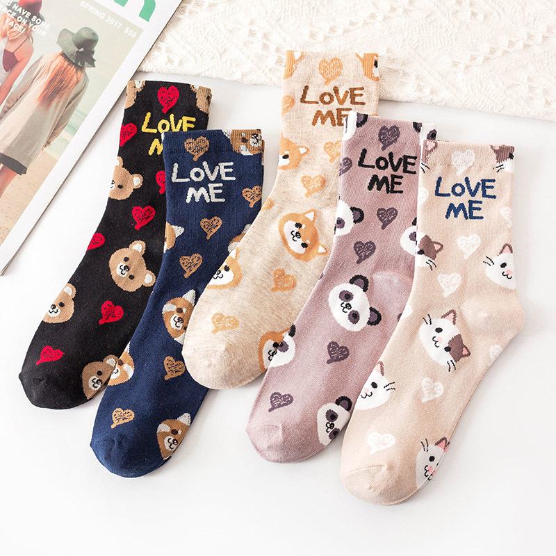 Women's Cotton Socks, Cotton Tube Socks, Medium Socks, Socks Kawaii