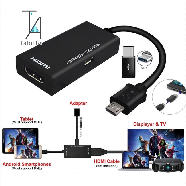 Cabo Adaptador USB Macho Para HDMI Fêmea Tipo C & Micro Celular Tablet TV