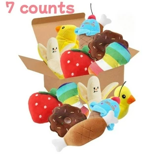 Conjunto de Brinquedos de Voz para Cachorro com Mastigador de Pelúcia e Salgadinhos de Frutas e Legumes
