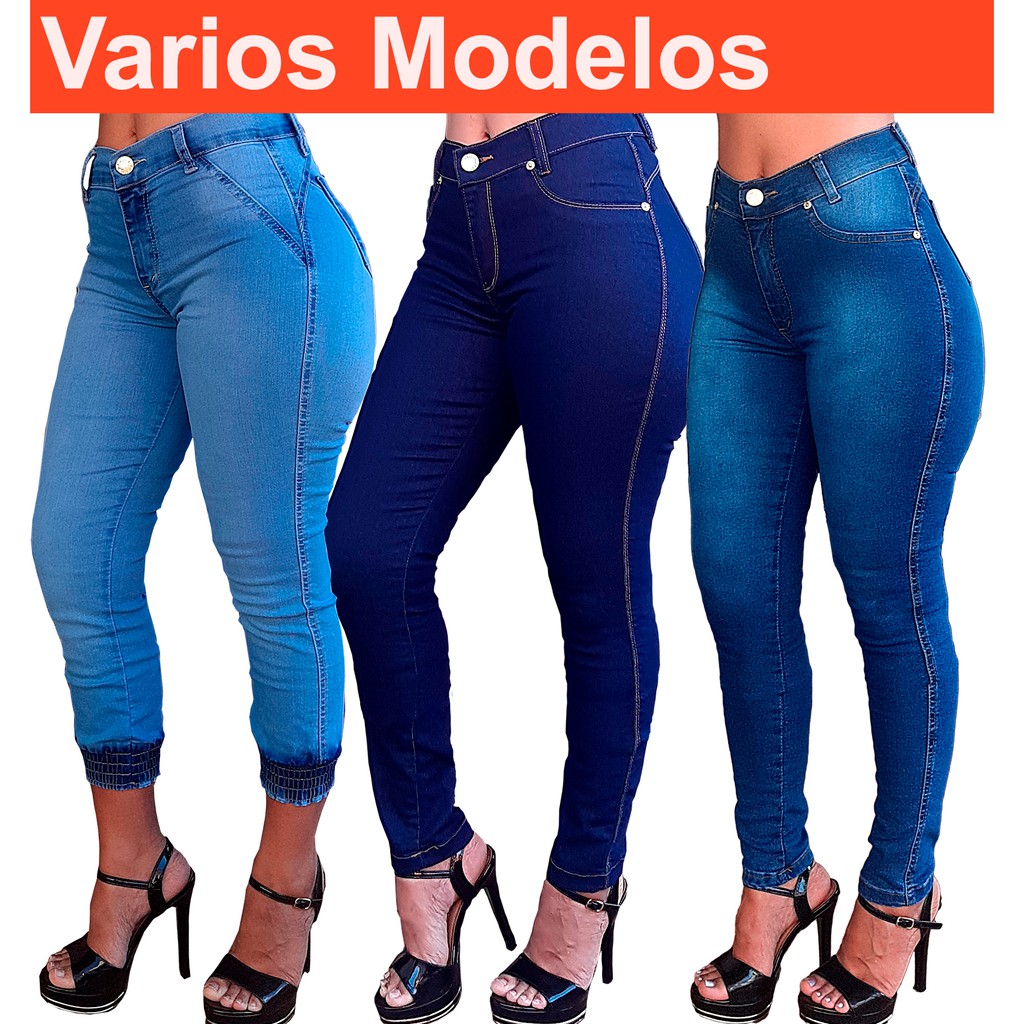 Kit 5 Calças Jeans Feminina Cintura alta com lycra Atacado Revenda de  Fabrica