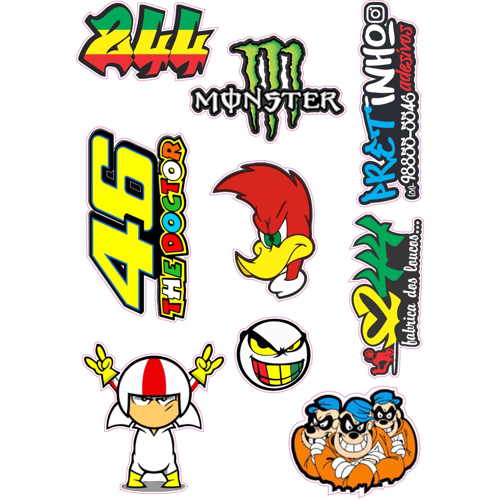 CARTELA 04 Adesivos Tuning Individual Stickers Moto Carro Bike