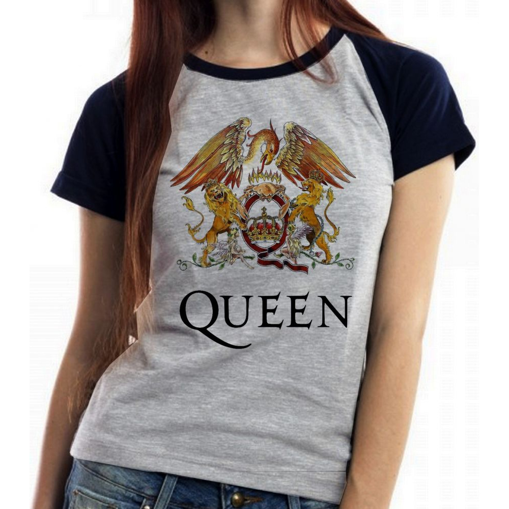 Camiseta Baby Look Blusa Feminina Queen Color T Shirt Escorrega O Pre O