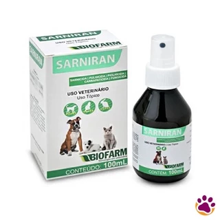 Sarniran Antiparasitário e Antifúngico em Spray para Animais Pets - 100 mL - Biofarm